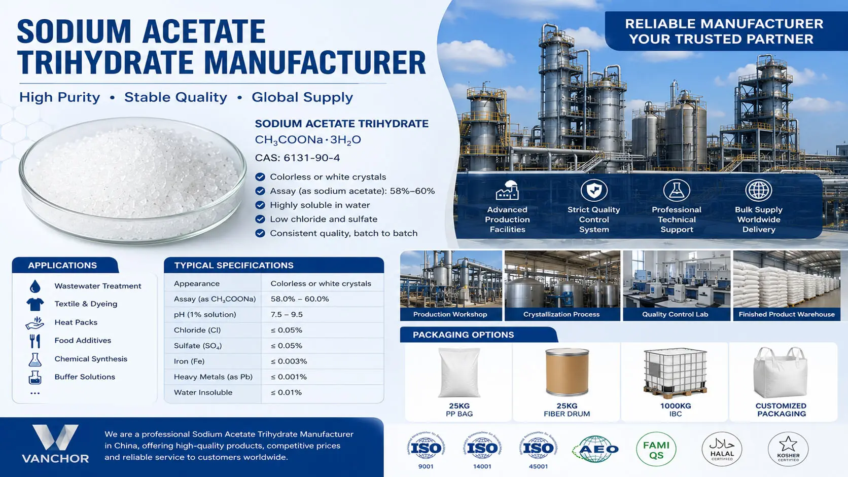 Sodium Acetate Trihydrate Manufacturer